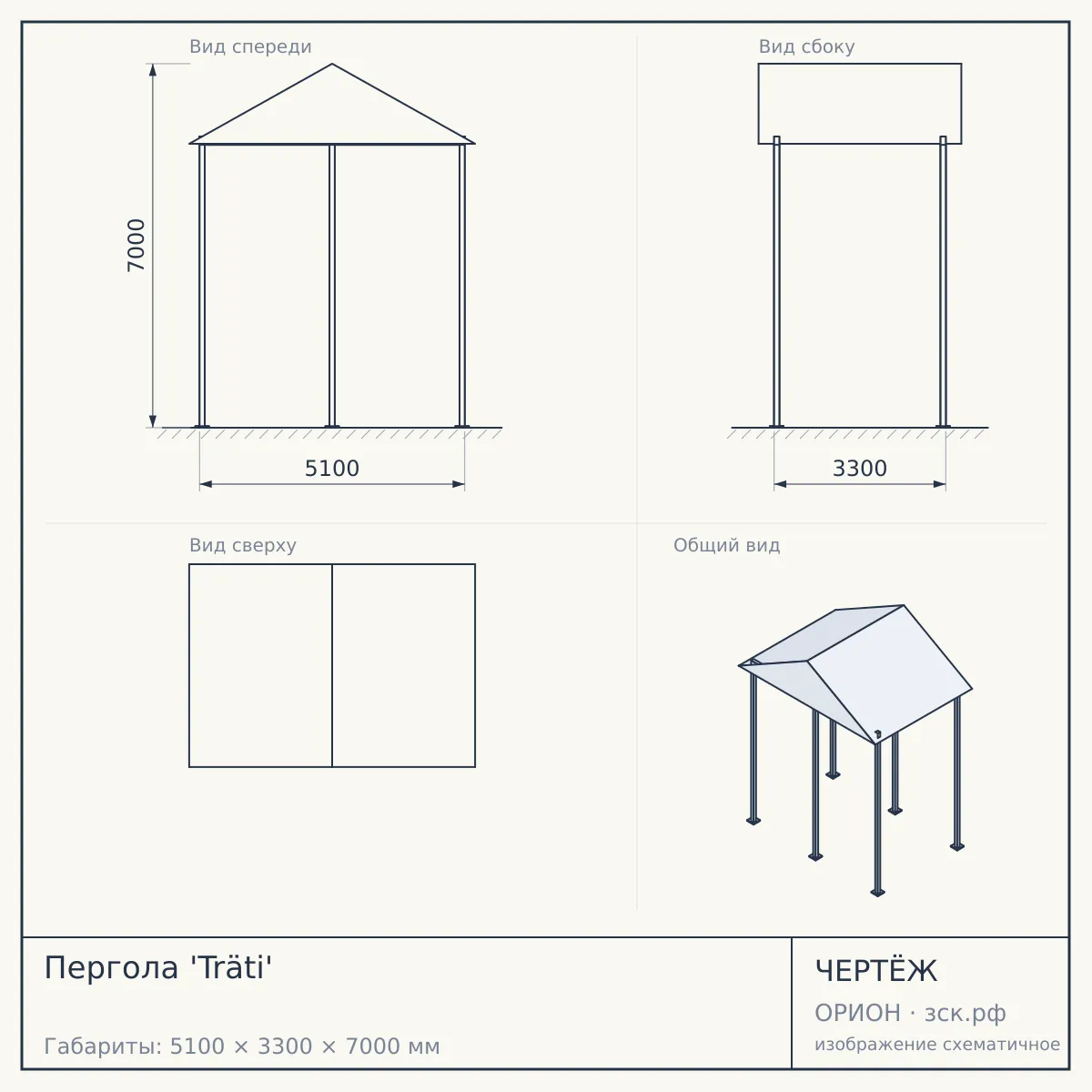 Пергола 'Träti' — чертёж